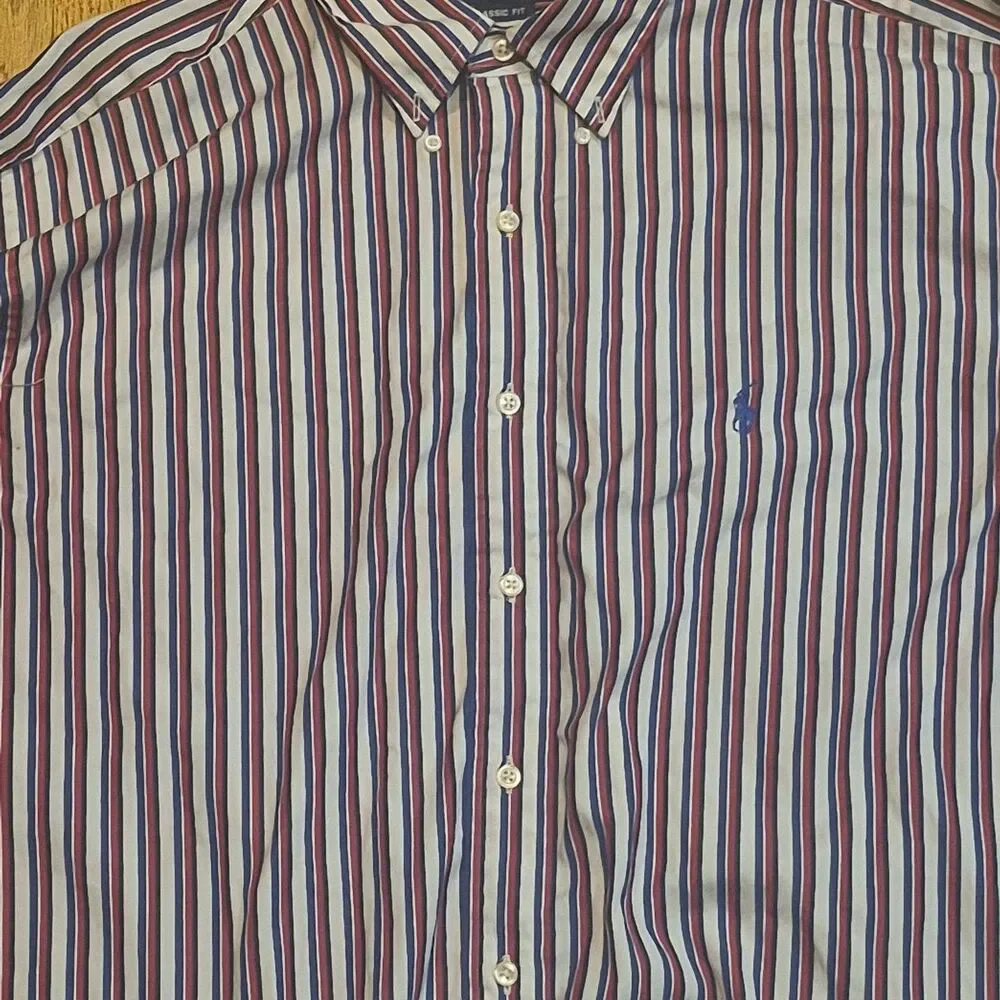 Polo Ralph Lauren Striped Polo Shirt Classic Fit Mens Size XL Red White Blue